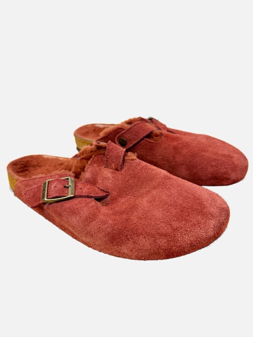 Birkenstock | Rust Suede Fleece-Lined Slip-On Clogs, EU 40